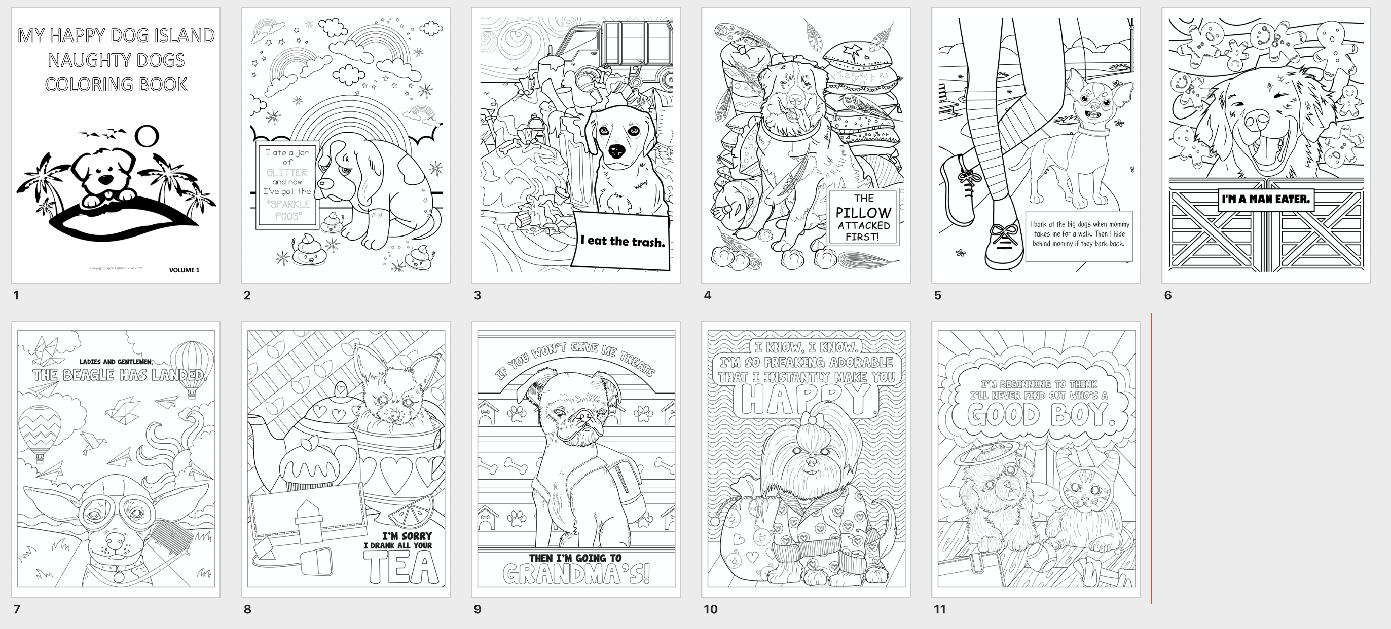 Naughty Dogs Free Coloring Book